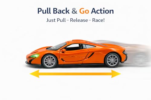 Image of Brand Conquer 1:36 Diecast Model Car with Openable Doors - Alloy Metal Toy Sports Car for Kids & Collectors, Highly Detailed Mini Vehicle for Play & Display (Mclaren 1:32 Orange)