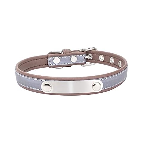 HimyBB Dog Collar Reflective Adjustable Durable Puppy Cat Pet Collars Light Brown Small Cover