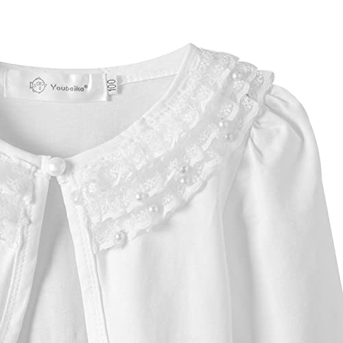 Acecharming Girls' Shrug Sweaters Long Sleeve Lace Bolero Cardigan Shrug Button Closure Bolero Dress Cover Up for 2-10 Years3