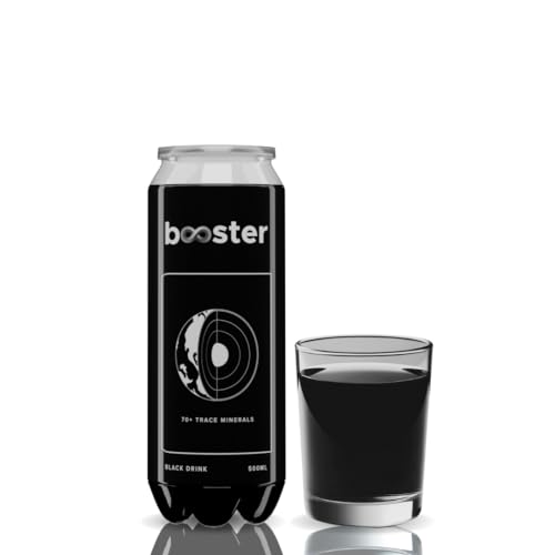 Image of Booster Black Alkaline Drink | Superior Hydration With Infused Essential Minerals | 8+ pH Alkaline (500 ML Each Can) Better than Bottled Water & Mineral water(Pack of 12)