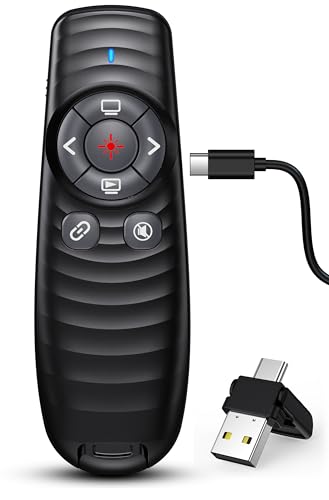 Controle remoto de apresentação sem fio recarregável USB tipo C para apresentações Powerpont com con