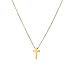 foyjoey 18K Gold Plated Dainty Tiny Cross Necklace for Women Stainless Steel Plain Cross Pendant Necklace Minimalist Confirmation Jewelry