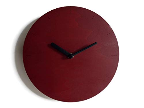 11" Minimalist small wooden quiet wall clock for entry in