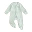 Doll Collar Long Sleeve Zipper Green Plaid