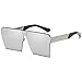 LKEYE - Unique Oversize Shield Vintage Square Sunglasses LK1705 Silver Frame/Silver Lens