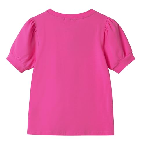 Image of Girls' Puff Sleeve Cotton T-Shirt Cute Summer Tops for Girls