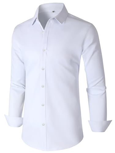 Men's Dress Shirts Regular Fit Solid Long Sleeve Wrinkle-Free Formal Shirt Business Casual Button Down Shirts2