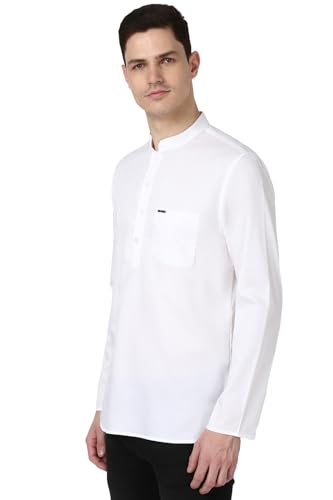 Image of Peter England Men Cotton Regular Fit Everyday Festive Solid Short Kurta