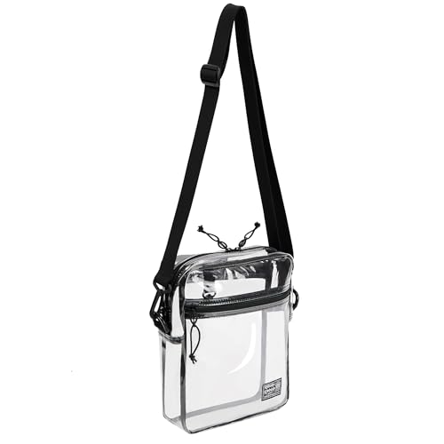 Rough Enough Clear Crossbody Bag for Stadium Events Large Transparent Purse with Adjustable Strap YKK Zipper Concert Approved