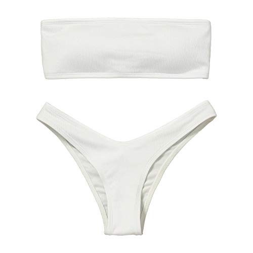 Dounan Conjunto De Biquíni,Mulheres Biquíni Conjunto Fora Do Ombro Sem Mangas Sólido Cruz Cruz Cintu