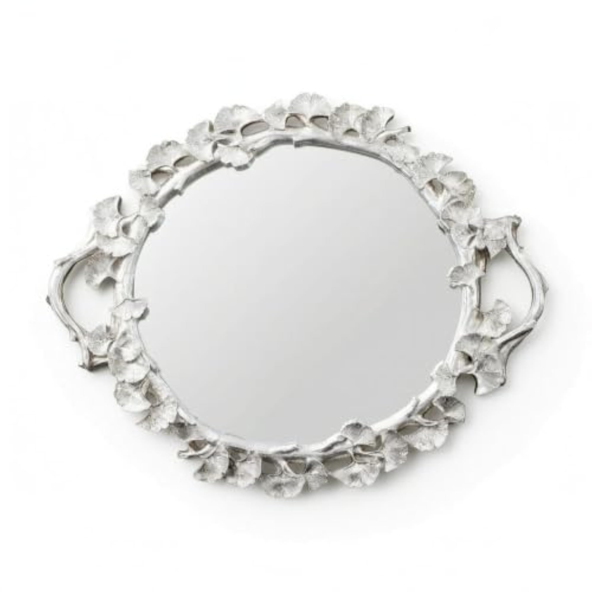 CLOVRIX® Ornate Ginkgo Border Round Mirrored Tray