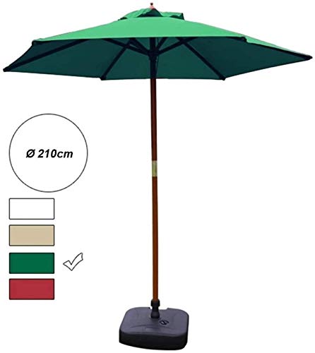 Parasol de madera maciza con toldo redondo resistente para terraza y piscina 2