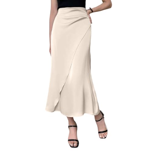 Skirts for Women Elegant High Waist Long Midi Skirt Solid Color Casual Vacation Skirt for Women