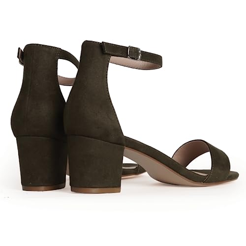 Image of J. Adams Daisy Heeled Sandals - Ankle Strap Low Block, Open Toe Dress Pumps, Chunky Heels - Dressy Shoes for Women - Bridal, Wedding, Summer Sandals