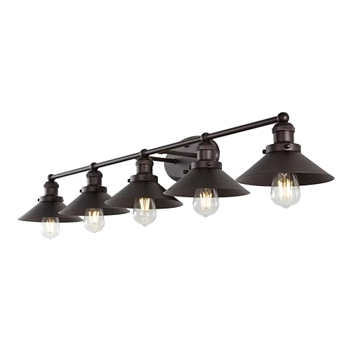 JONATHAN Y 36.25' Oil Rubbed Bronze 4-Light Industrial Farmhouse Metal Vanity Light Wall Sconce...