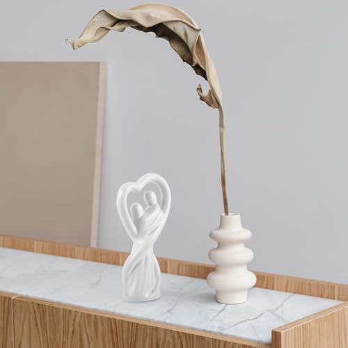 Statue céramique couple enlacé figurine déco bureau moderne - 7