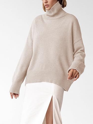 YKR Women's Turtleneck Sweater Chunky Long Sleeve Knitted Pullover High Low Hem Trendy 2025 Fall Winter Basic Jumper Top4