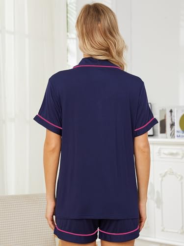 Image of Womens Pajama Sets Short Sleeve Sleepwear Soft Button Down Nightwear Lounge Pj Set XS-XXL