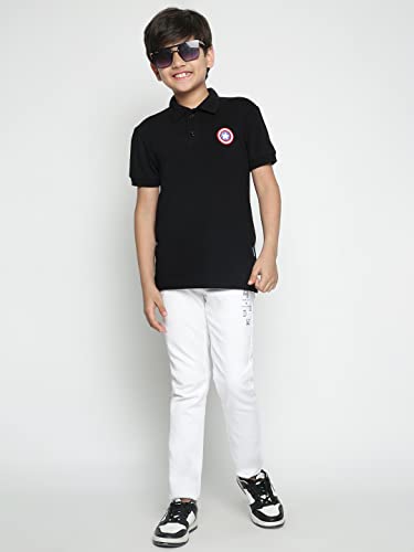 Image of Li'l Tomatoes Boys Lil Tomatoes Boys Marvel Cotton Polo T-Shirt, Black, 15-16 Years