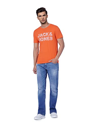 Image of Jack & Jones Men's Cotton Blend Typography Regular Fit Crew Neck Hoody