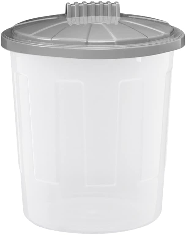 8L Clear/Cool Grey Fun Bin with Twist Lock Lid – Small Plastic Rubbish Bin & Storage Organiser for Home, Office, Bathroom or Any Room
