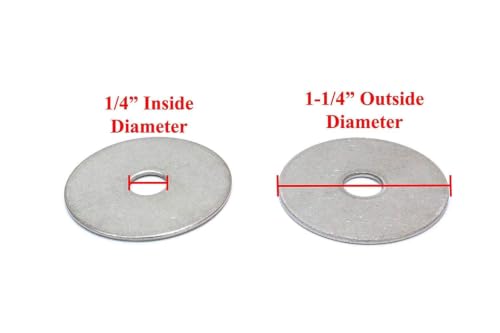 Image of Pack of 100 Stainless Steel Fender Washers - 1 /4 x 1-1 /4-Inch Bolt Dropper Flat Washers for Screws and Bolts - Corrosion Resistant for Wood, Metal, and Wet Environments