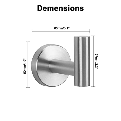 Nearmoon Bath Towel Hooks- Sus 304 Stainless Steel Robe Hook Holder, Heavy Duty Coat Hook For Bathroom Livingroom Hotel Kitchen Garage, Wall Mounted- 4 Pack (Brushed Nickel) #TOP3