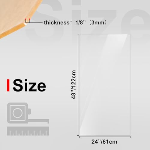 Image of KINLINK 24x48 Plexiglass Sheets 1 /8 inch Thick, 3mm Clear Cast Acrylic Sheet, Plastic Board for DIY Project, Craft, Window Glass, Table top, Picture Frame, Acrylic Sign and Wedding Invitation 2 Pack