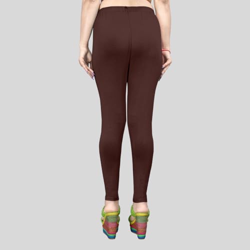 Image of Women's Solid Mid Rise Slim Fit Ankle Length Leggings - Comfortable and Stylish Yoga Pants for Workout, Running and Everyday Wear