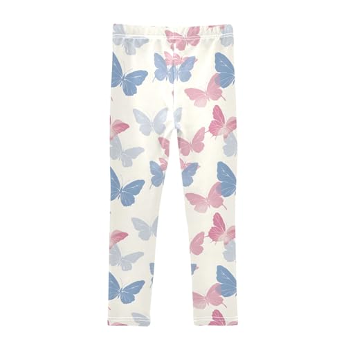 senya Girls Printed Leggings Yoga Pants Pastel Butterflies on Cream Pattern for Kids in 4t to 10 Years, 4T2