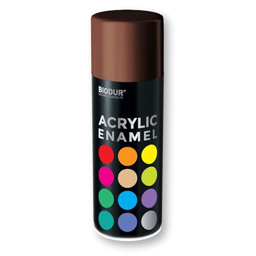 Biodur 400ml Dose Acryllack Autolack Sprühfarbe Lackspray Spraydose Rostschutz Sprühlack Graffiti Farbe Schokoladenbraun glänzend RAL 8017