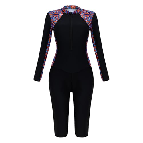Badeanzug Damen Dunkelblau Mit Langem Bein Und Ärmel Badeanzüge Sport Bademode Schwimmanzug Training Xl Einteiler Sommer Schwimmanzug Urlaub Einteiliger Bequem Einteiler Schwimmen-4