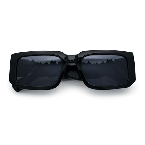 Locs Bold Gothic Logo All Black Gangster Shade Plastic Sunglasses