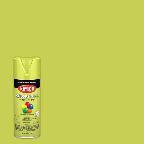 Image of Krylon K05512007 COLORmaxx Spray Paint and Primer for Indoor /Outdoor Use, Gloss Citrus Green, 12 Ounce (Pack of 1)