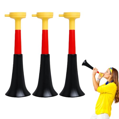 Riisoyu 3 Pcs Kunststoff Vuvuzela Trompeten Sehr Lautes Tröte Klappbare Hörner für Fan Zuschauer Fußballspiel Stadion Sportfeiern
