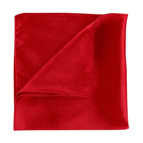 WLLHYF Silk Pocket Squares for Men Handkerchiefs Solid Color 13.7x 13.7 Inch Soft Prefolded Pocket Square White Handkerchiefs (Wine red)