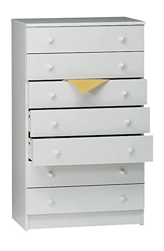 Cassettiera con 7 cassetti in bianco liscio