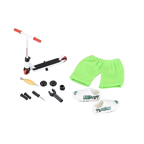 TECKEEN Mini Finger Toys Alloy Scooter Finger Toy Skateboards with Pants Shoes & Tools Mini Scooter Finger Board for Kids