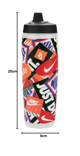 Image of Nike REFUEL Bottle 24 OZ Graphic Graphic Clear /Black /LT Crimson /Safety Orange /White, SQUEEZABLE Sipper Bottle 710 ml