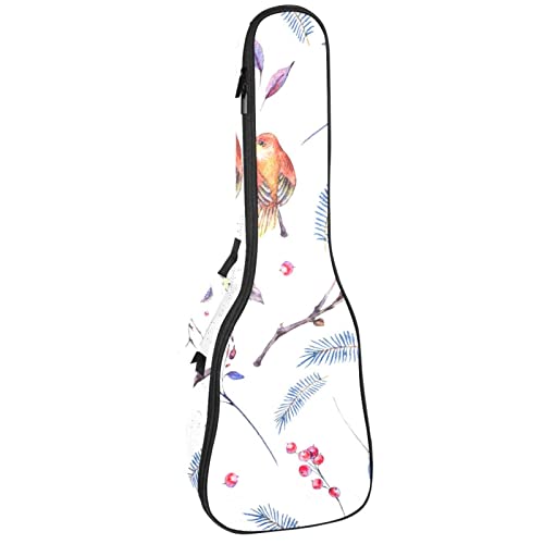 Housse de concert pour ukulélé robuste avec rembourrage 10mm et motif oisillons