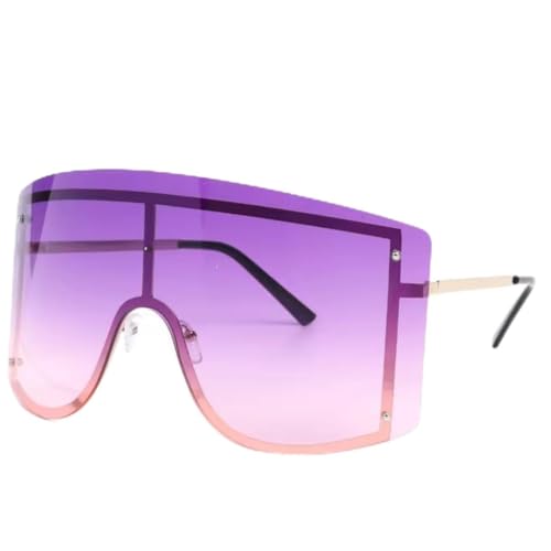 Fashion Women's Anti-Glare Metal Shield Style Oversized Sunglasses - Sleek and Stylish Sun Protection for Women.