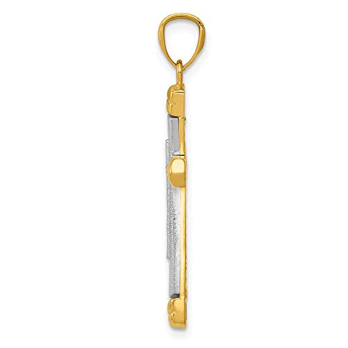 Solid 14k Yellow Gold Two Toned Gold DC Cross Pendant Charm - 31mm x 16mm2