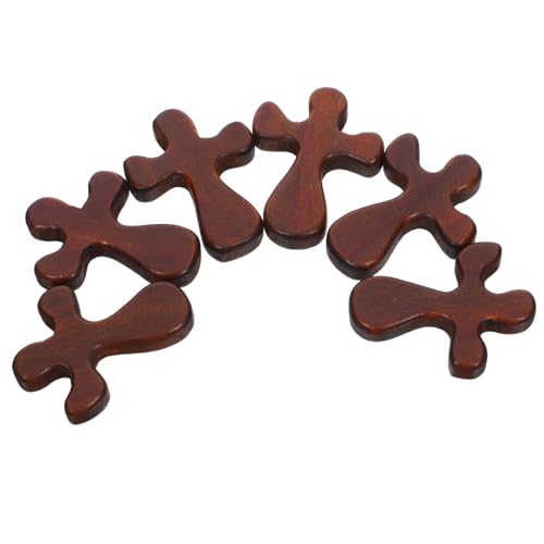 Mipcase 6pezzi Croce in Legno Piccola Croce Battesimale in Miniatura di Preghiera Portatile Tascabile in Legno da Collezione per Cerimonie Religiose