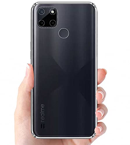 Image of Soft Flexible Silicone Back Cover Compatible with Realme C21 / C25, Transparent Case + Screen Guard