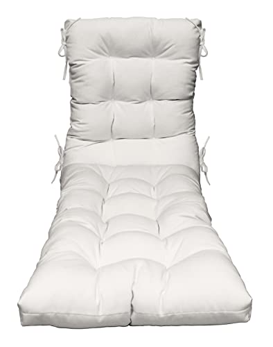 RSH DECOR: Tufted Chaise Lounge Seat Cushion | 72” x 22” | Sunbrella Performance Fabric | Water and Fade-Resistant | Outdoor Chair Cushion for Patio Furniture | Canvas White