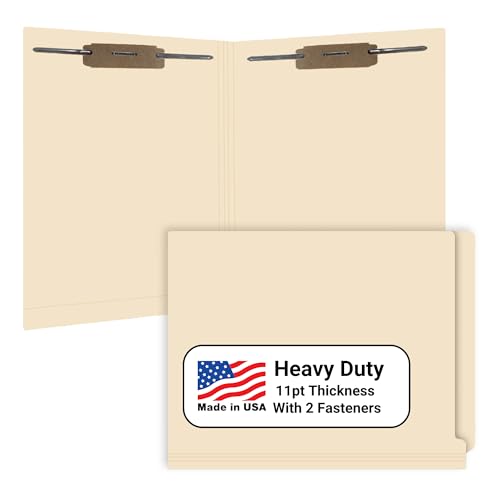 End Tab File Folders for Patient Charts, Doctor Stuff, 11pt Manila Dual Fasteners Positions 1&3 Letter Size USA Made Box of 50