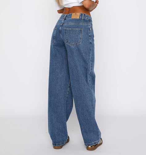 Y2k Low Rise Baggy Jeans Women Loose Fit Boyfriend Straight Wide Leg Jeans Trendy Stretch E-Girl Denim Pants2