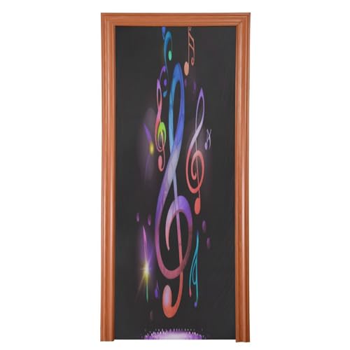FLildon Dancing Music Note Pattern Door Cover Decoration, Party Accessory Porch Decor for Festive Ornament Room Door Covers 35 x 79 Inch
