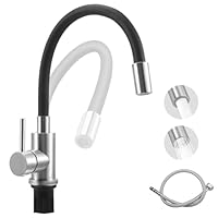 Flexible Küchenarmatur Schwarz, Wasserhahn mit 2 Wasserstrahlen, Mischbatterie küche Schwarz, 360°Armatur mit Flexiblem Auslauf, Spültischarmatur Hochdruck Edelstahl, Kitchen Tap