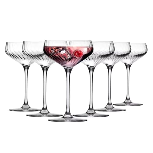 Krosno Cocktailgläser 6er-Set – 230 ml (Fassungsvermögen 290 ml) LUMI-Kollektion – Kristallmartinigläser Tulpenform – Spülmaschinenfest – für Daiquiri, Margarita, Martini